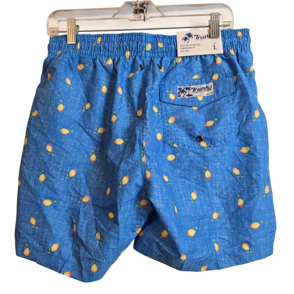 🔴 Trunks Sano Swim Shorts Mens Large Blue Chambray Lemons Quick - Picture 3 of 14